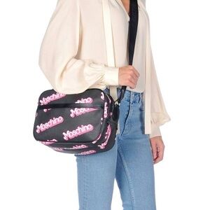 Moschino x Barbie Collaboration by Jeremy Scott Crossbody Bag with Logo Print